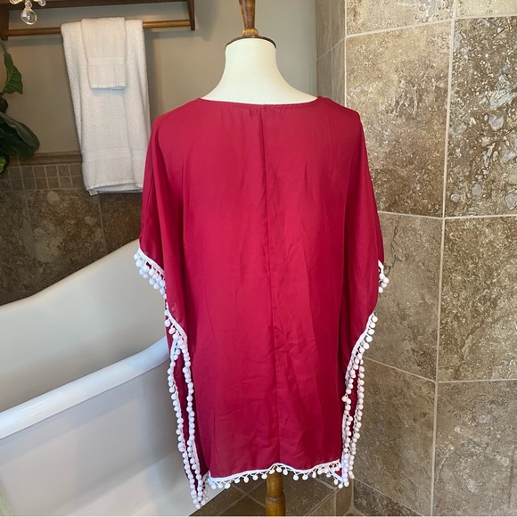 RED FRINGE SWIM COVERUP OSFM - Picture 7 of 7